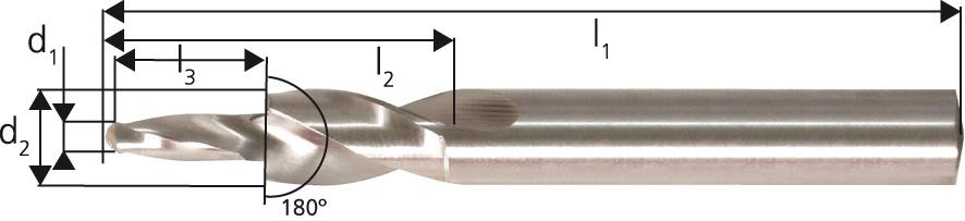 Kurzstufenbohrer HSS180G. M 8 Durchgangsloch