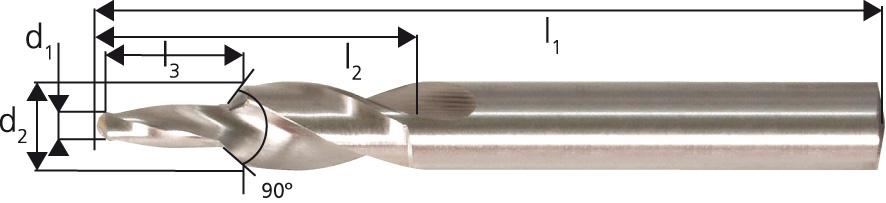 Kurzstufenbohrer HSS 90G. M 3 Durchgangsloch